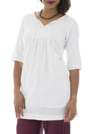 Tunique Coupe Droite Pour Femme Boheme Et Originale Clara Blanche