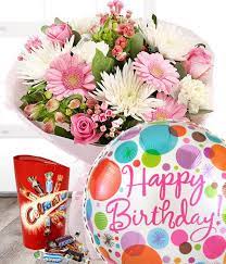 Birthday balloon bouquets delivered to your recipient will surprise and delight them on their special day. Birthday Flowers Gift Set Including Balloon And Chocolates Essex