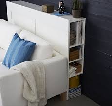 Tete Lit Avec Rangement Lateral Bois Peint Blanc Idee Ikea Tete De Lit Avec Rangement Lit Rangement Maison Ikea