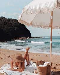 Vintage Beach Umbrella Lunar Beach Aesthetic Beach Beach Umbrella