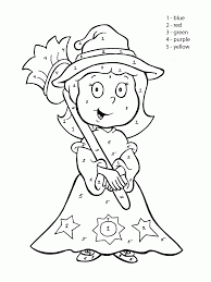 Color By Number Cute Witch Coloring Page For Kids Education Coloring Pages Printables Free Wu Witch Coloring Pages Crayola Coloring Pages Halloween Coloring