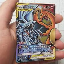 Blue Eyes White Dragon Charizard Gx Full Art Rainbow Holo Etsy White Dragon Charizard Custom Yugioh Cards