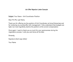 Declining a job offer needs to be undertaken with tact and diplomacy. Formal Rejection Letter To Decline Job Offer Sample Letters Emails