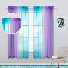 Shop wayfair for the best short length curtains. Buy Ombre Design 2 Teal Purple Curtains 63 Inch Length For Girls Room Decor Set 2 Panel Pocket Window Sheer Cute Princess Curtains For Kids Bedroom Decor Teen Little Baby Nursery Christmas