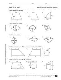 Area Of Trapezoid Worksheet Practice 10 2 Areas Of Trapezoids Rhombuses And Kites In 2020 Geometry Worksheets 10th Grade Geometry Biology Worksheet