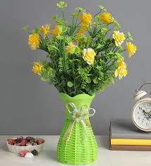 Buy flowers by the bunch. Buy Artificial Flower Bunch With Large Yellow Flowers With Vase By Foliyaj Online Artificial Plants Artificial Plants Home Decor Pepperfry Product
