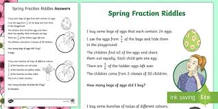 Puzzles and riddles in economics. Spring Fraction Riddles Worksheet Teacher Made