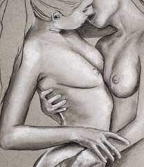 Erotische Zeichnung zwei nackte Frauen küssen sich sinnliche - Etsy  Österreich