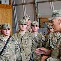 Members of the Indiana National Guard stand in formation