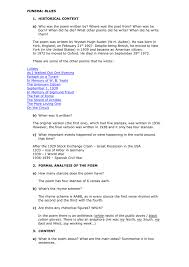 There are two groups of poetry: Funeral Blues Historical Context A Who Was The Poem