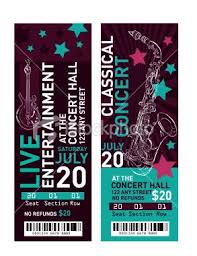 Vector Illustration Of A Set Of Colorful Concert Ticket Templates Concert Ticket Template Concert Tickets Ticket Template