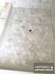 Carrara Venato 3x3 Hexagon Shower Floor Tile Bathroom Remodel Master Master Shower
