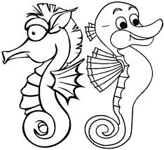 Cute Two Baby Dwarf Seahorses Coloring Page Animal Coloring Pages Horse Coloring Pages Coloring Pages