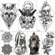 Ommgo 3d Rhombus Triangle Skull Nun Temporary Tattoo Sticker For Men Women Arm Leg Tatoo Paper Waterproof Body Art Black Tattoos Ziloqa In In 2020 Arm Temporary Tattoos Black Tattoos Tattoo