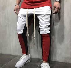 Mens Patchwork White Joggers Mens Clothing In 2019 Mens