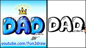 Draw Dad With Crown Graffiti Bubble Letters Easy Fun2draw Bubble Letters Graffiti