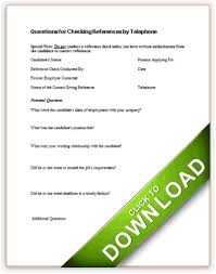 Questions For Checking References By Telephone