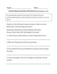 3rd Grade Common Core Language Worksheets Conjunctions Worksheet Coordinating Conjunctions Grammar Worksheets