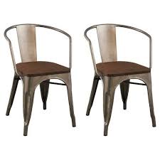 Carlisle Dining Chair With Wood Seat Distressed Metal Set Of 2 Diningchairs Dining Chairs Metal Dining Chairs Rustic Industrial Dining Chair