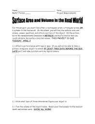 Surface Area And Volume Project 7th Grade Math Worksheets Middle School Math Teaching Geometry