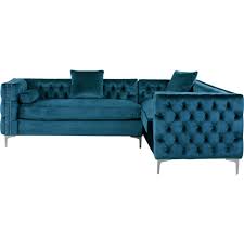 The quality craftsmanship of this sofa is sure to be enjoyed for many years to come. Chic Iconic Fsa2589 Dr Mozart Right Sectional Sofa W Left Hand Chaise In Tufted Teal Velvet