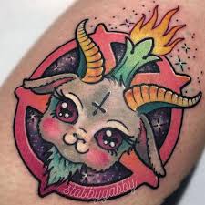 Girly Satanic Goat Tattoo With Images Satanic Tattoos Kawaii Tattoo Tattoos