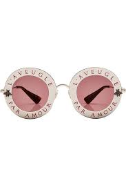 Gucci L Aveugle Par Amour Round Sunglasses In White Modesens Round Sunglasses Sunglasses Pink Eyeglasses