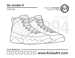 Introducing the worlds first air jordan coloring book for adults and kids alike. Air Jordan 9 Sneaker Coloring Pages Created By Kicksart