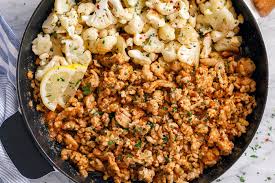 2 tablespoons olive oil, 1 pound ground turkey (93 percent lean), 1 yellow onion, diced, 2 poblano or anaheim chiles, diced, 2 jalapeño chiles, diced, 2 serrano chiles, diced, 3 cloves garlic, chopped, 1 teaspoon kosher salt, 1 teaspoon dried oregano, 1 teaspoon ground cumin. Garlic Butter Turkey With Cauliflower Recipe Eatwell101