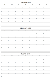 2019 Q1 Months Printable Calendar Calendar Template 2018 Calendar Template Printable Calendar Template