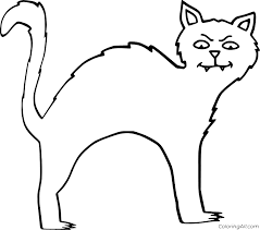 Trick or treats with cat the witch. Halloween Cat Coloring Pages Coloringall