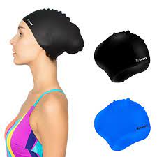 My oldest daughter has very long hair and gets swimmers ear very easily. Keary 2 Pack Silicone Swim Cap For Long Hair Women Girls Waterproof Pool Swimming Cap Cover