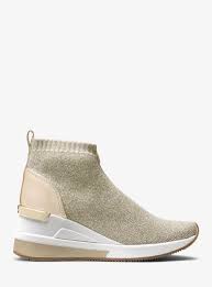 Michael Kors Michael Skyler Sneaker Booties In Silver Gold Metallic Lyst