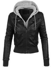 Le3no Womens Casual Motorcycle Fleece Hoodie Faux Leather Jacket Leather Jackets Women Leather Jacket Black Leather Jacket
