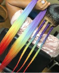 Black And Rainbow Box Braids Rainbow Box Braids Cold Rainbow Box Braids By Gee Thebraider Box Boxbraids Braids Makeup Naturalhairs In 2020 Hair Styles Rainbow Braids Braided Hairstyles