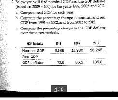 Real gdp offers a better perspective than nominal gdp when tracking economic output over a period of time. 2 Below You Will Find Nominal Gdp And The Gdp Chegg Com