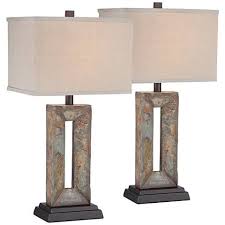 Tahoe Small Rectangular Slate Table Lamp Set Of 2 Slate Table Lamp Rustic Table Lamps Table Lamp Sets