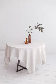 White Linen Tablecloth For Wedding In Various Colours Round Etsy In 2020 Linen Table Settings Christmas Table Linen Linen Tablecloth