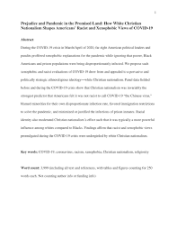 We did not find results for: Pdf Prejudice And Pandemic In The Promised Land How White Christian Nationalism Shapes Americans Racist And Xenophobic Views Of Covid 19