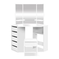 Artiss Corner Dressing Table With Mirror Stool White Mirrors Makeup Tables Chair Corner Dressing Table Dressing Table Mirror Dressing Table With Mirror And Stool