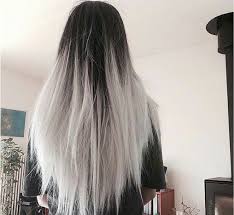 Black And Silver Ombre Also Along With The Nice Dress For The Occasion Here Is Her Hair For Like The Next Month It Goes With Her D White Ombre Hair Black Hair Ombre Grey Ombre