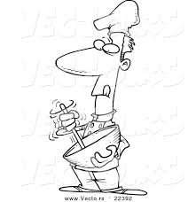 Chef pictures painting illustration art wine art food painting cartoon chef prints decoupage. Vector Of A Cartoon Chef Using A Mixing Bowl Coloring Page Outline By Toonaday 22392