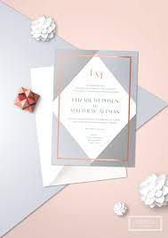 Geometric Rose Gold Foil Wedding Day Invitation Wedding Invitation Design Wedding Invitations Diy Simple Wedding Invitations