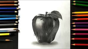 Gambar 3d kartun hitam putih. Gambar Buah Apel 3d Hitam Putih