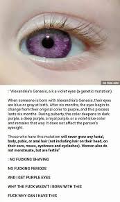 Green eyes are a genetic mutation that produces low levels of melanin, but more than blue eyes. Natural Purple Eyes Violet Eyes Eye Facts Alexandria Genesis