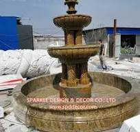 Round Modern Yellow Granite Water Fountain - Marble Fountain ...