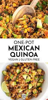 One Pan Mexican Quinoa Vegan Gluten Free Gathering Dreams Recipe One Pan Mexican Quinoa Mexican Quinoa Healthy Dinner Recipes Easy