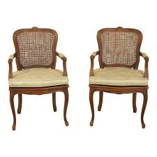 Ethan Allen French Louis Xv Style Cane Back Open Arm Chairs A Pair Dining Room Chair Cushions Chair Shabby Chic Table And Chairs