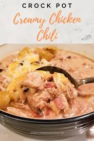 Crock pot white chicken chili ~ loaded with white beans, cheese, cayenne pepper and green chilies to give it a kick! Crock Pot Cream Cheese Chicken Chili Home At Cedar Springs Farm