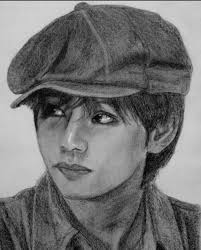 He is better known by his stage name v (뷔) as Sketch Of Kim Taehyung